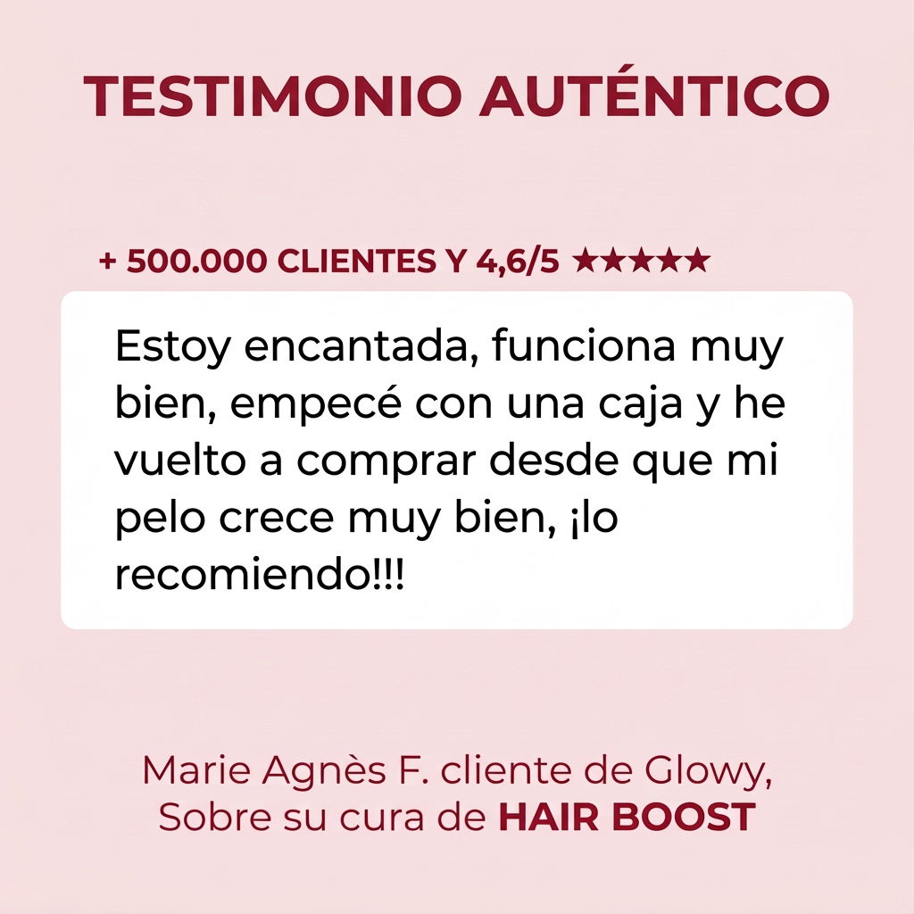 Opinión y reseña de clienta sobre las mejores vitaminas para el pelo mujer de Glowy